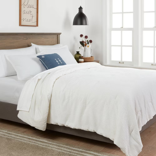 Washed waffle weave comforter - washed,