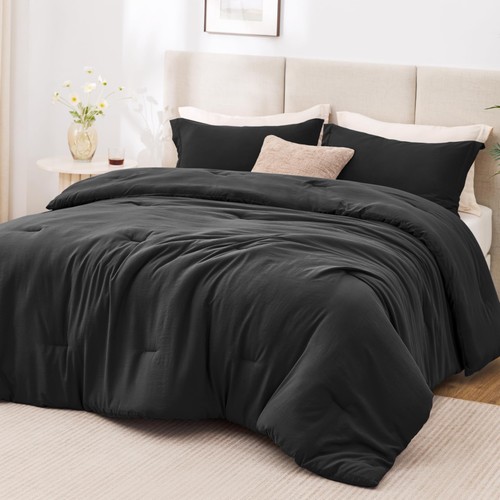 Black full size comforter set - black,